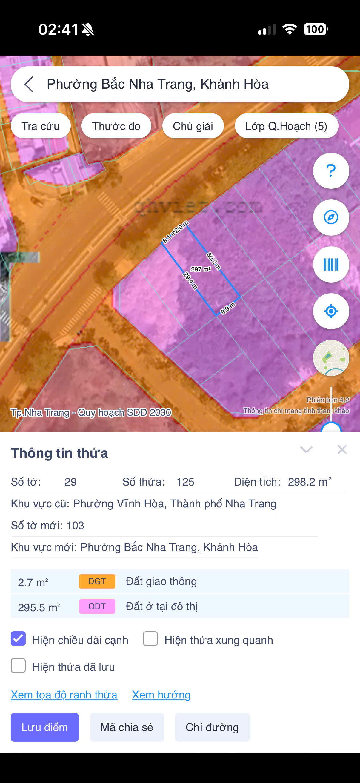 Tra cứu quy hoạch — tờ bản đồ 29, khu vực lô đất