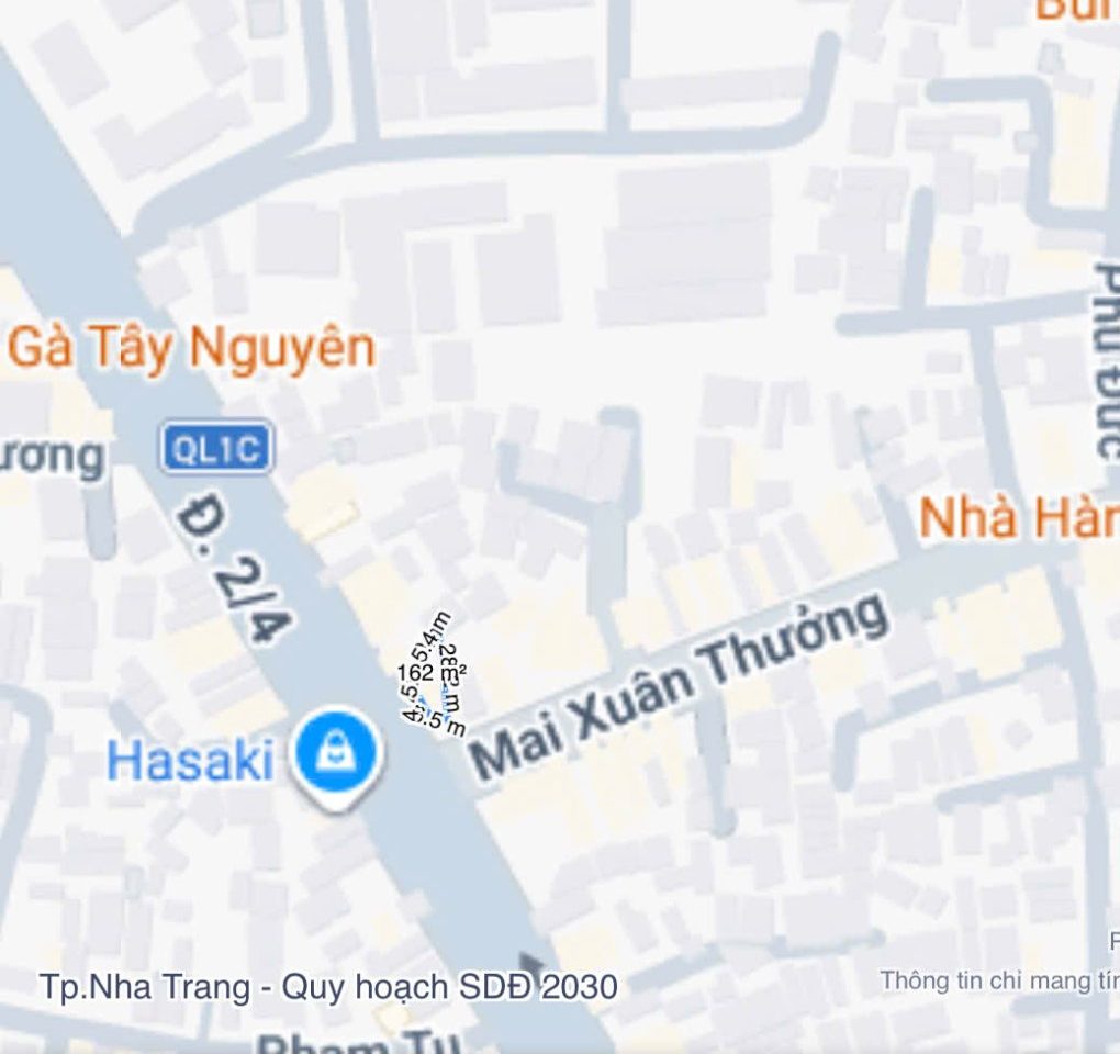 Vị trí thửa đất trên bản đồ, góc đường 2/4 và Mai Xuân Thưởng